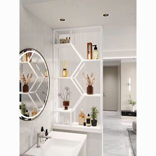 卫生间半墙隔断屏风长虹玻璃客厅简约现代置物架柜洗手台遮挡轻奢