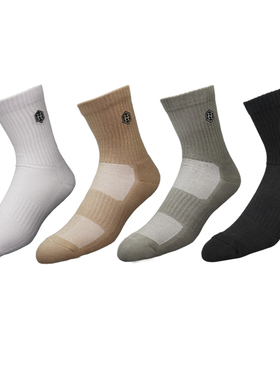 HG运动袜男美式高帮篮球袜吸汗透气纯色专业跑步休闲毛巾底训练