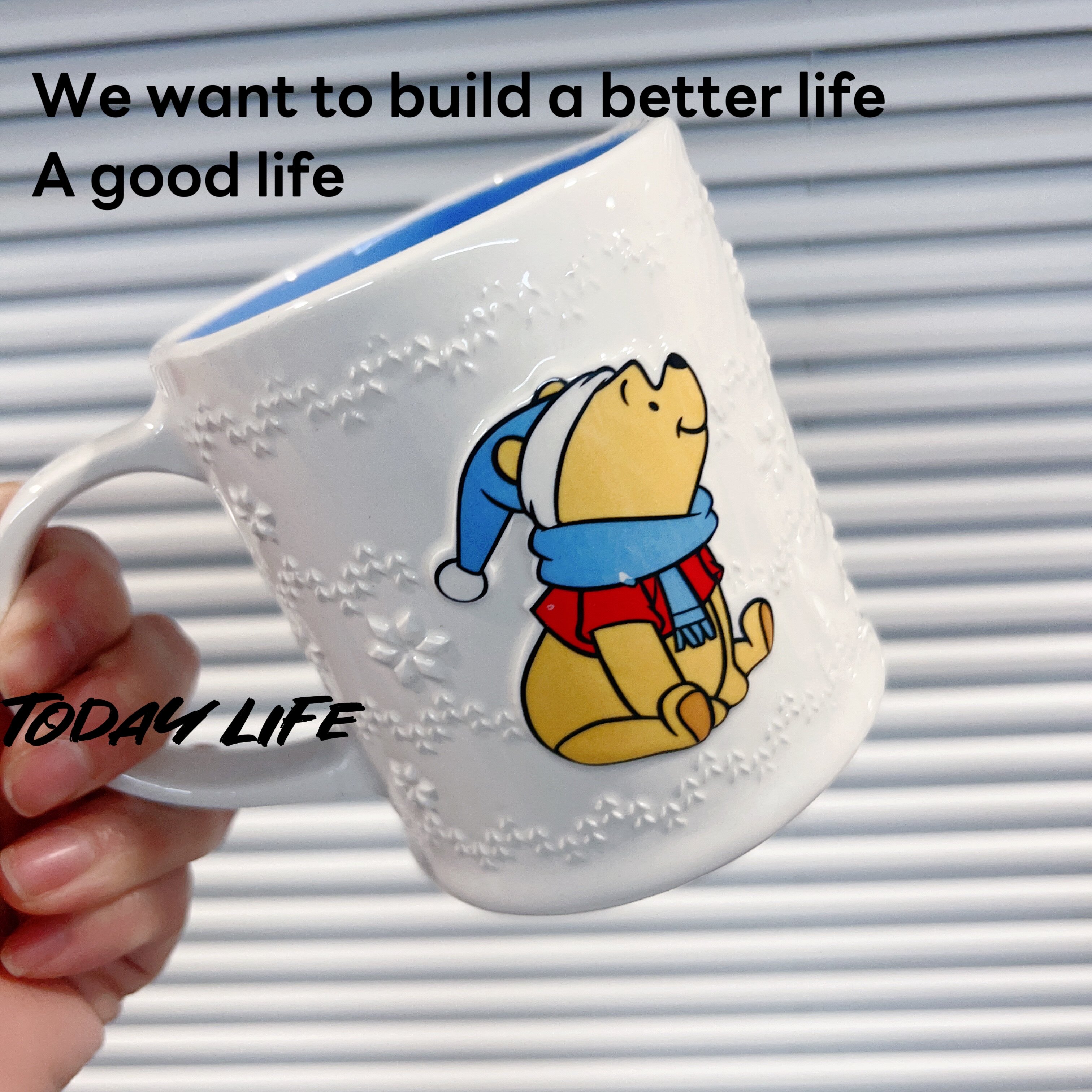 外贸货 小熊维尼噗噗陶瓷浮雕马克杯咖啡杯牛奶杯情侣水杯礼物