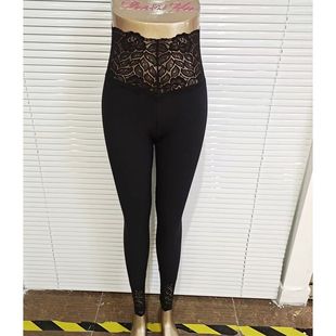 包邮 薄款 巧粟女士棉质螺纹秋裤 蕾丝边线裤 高弹 打底裤