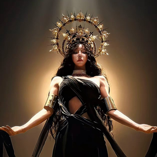 Lolita洛丽塔圣母光环教皇头饰发饰夸张走秀哥特暗黑万圣节拍照