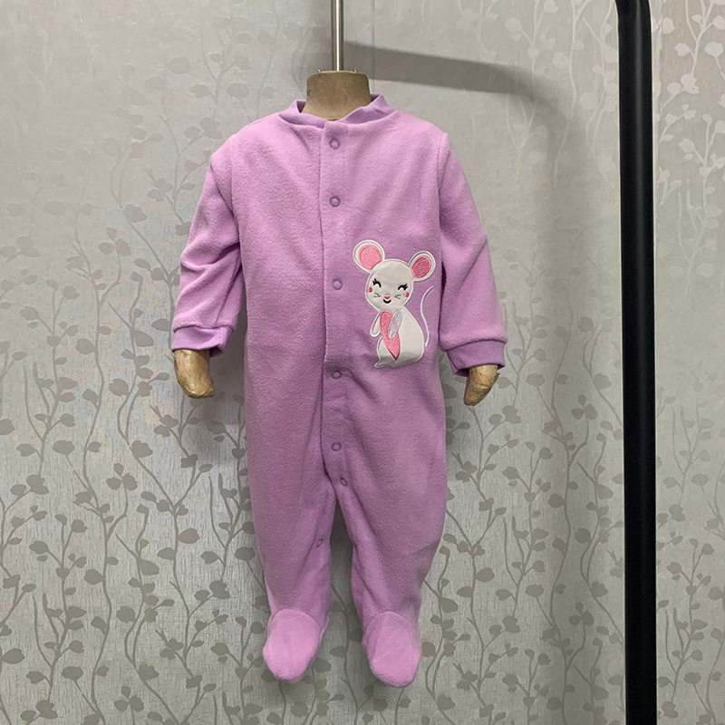 婴儿冬款连体衣包脚宝宝摇粒绒