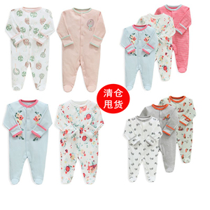 新生儿包脚春秋长袖爬服连体哈衣