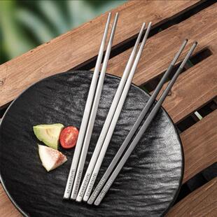 限量送保温杯 德国SNF施耐福纯钛筷子家用高端抑菌餐具5双礼盒装