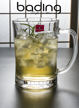 丽尊清爽风大号玻璃整瓶啤酒把杯超大号水杯饮料杯大容量杯子胖杯