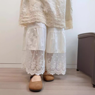 多层拼接内搭休闲阔腿裤 日森系蕾丝花边打底裤 连衣裙衬裤 旗袍衬裤