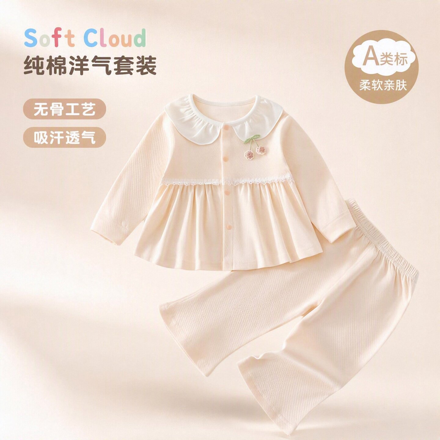 女宝宝春秋装两件套装韩版娃娃领纯棉1一2岁洋气婴儿衣服秋季外出