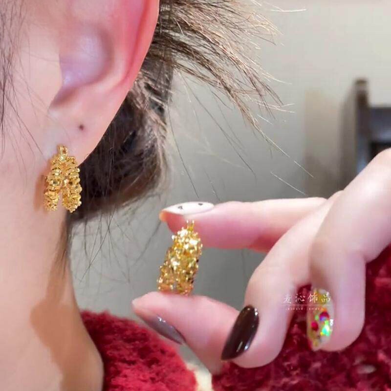 999足金碎碎金黄金耳扣送女友