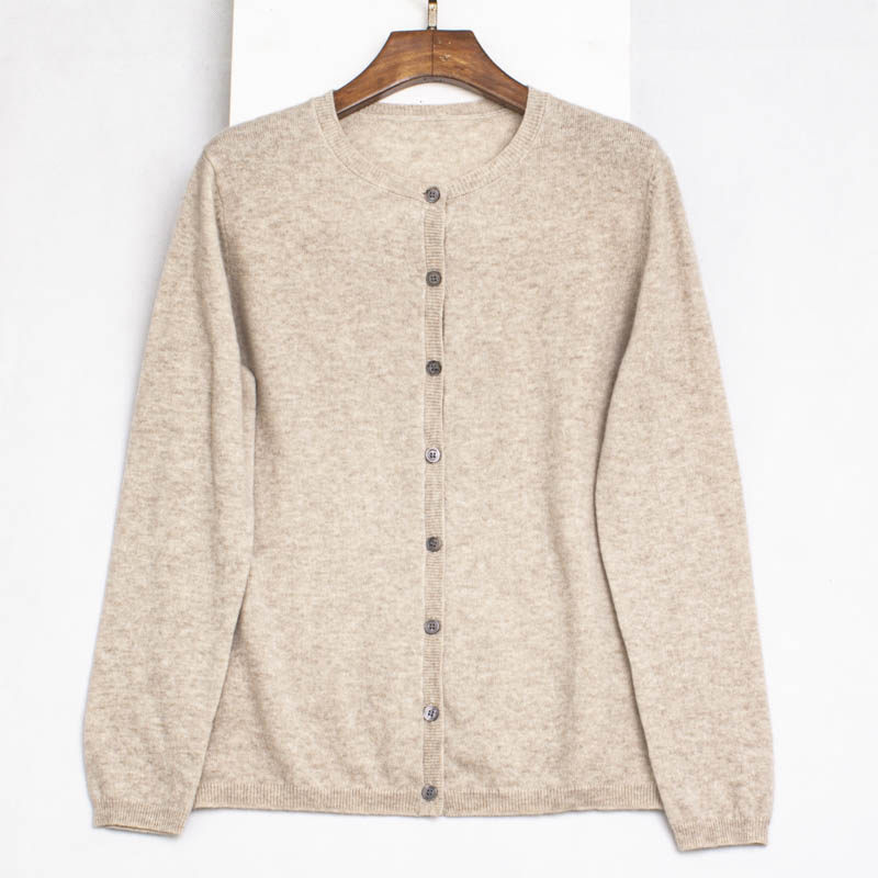 220克 100山羊绒 外贸单 春秋款时尚百搭圆领长袖开衫毛衣女 气质,女装/女士精品,羊绒衫,淘宝优惠券,粉丝福利购,淘宝优惠卷