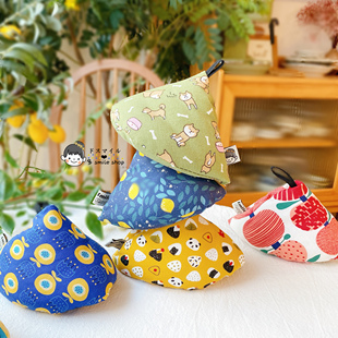 多smile原创日式 进口布和风清新北欧加厚三角帽子锅抓隔热防烫垫