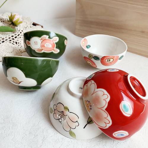 家用浪漫椿花樱花花朵小碗饭碗
