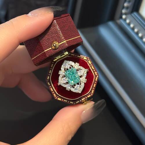 中古风培育帕拉伊巴碧玺戒指奢华