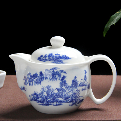 双层防烫青花瓷冷水壶提梁泡茶壶家用瓷器茶壶陶瓷大容量壶热水壶