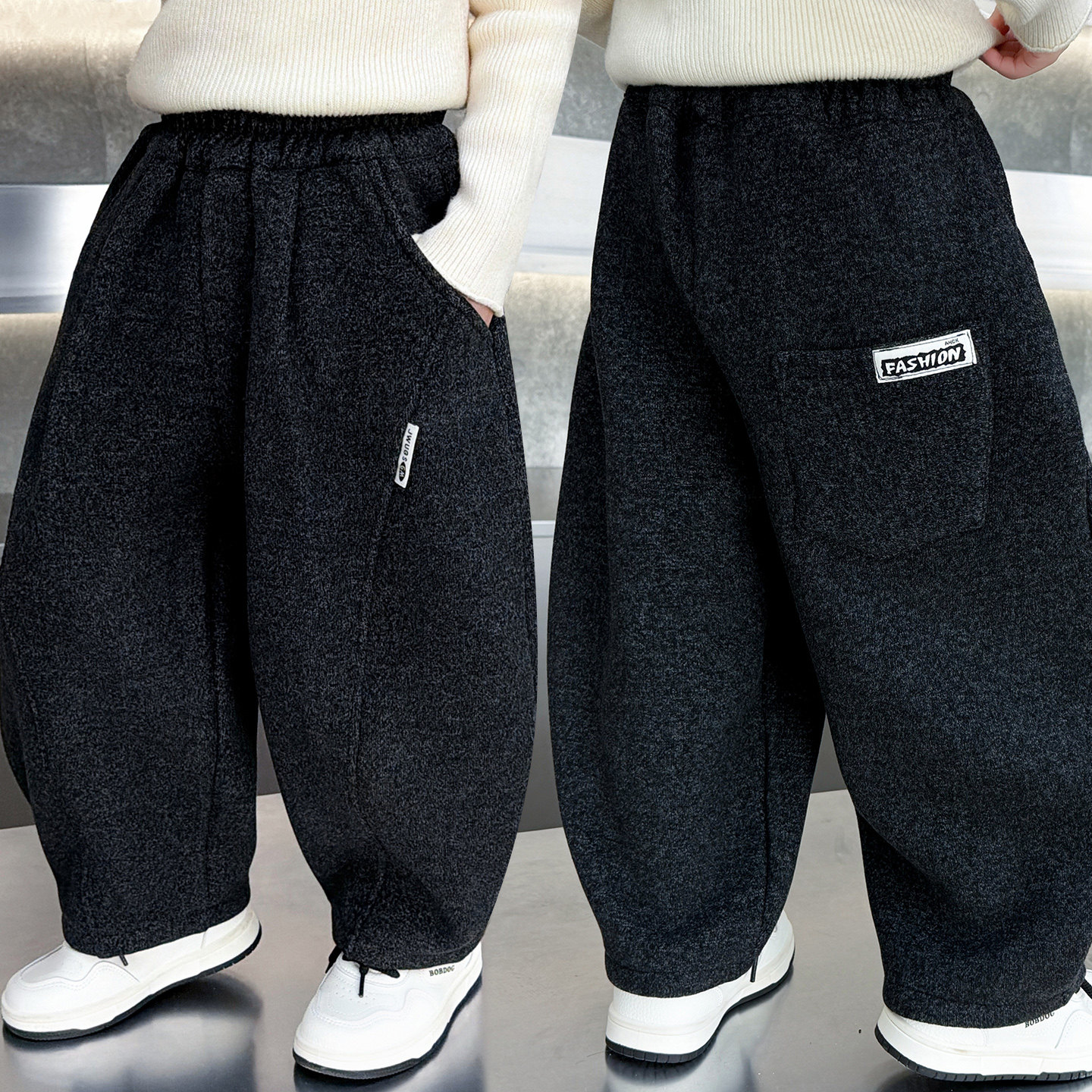 男童冬装加绒裤子春秋季新款韩版儿童加厚灯笼裤宝宝一体绒裤子潮