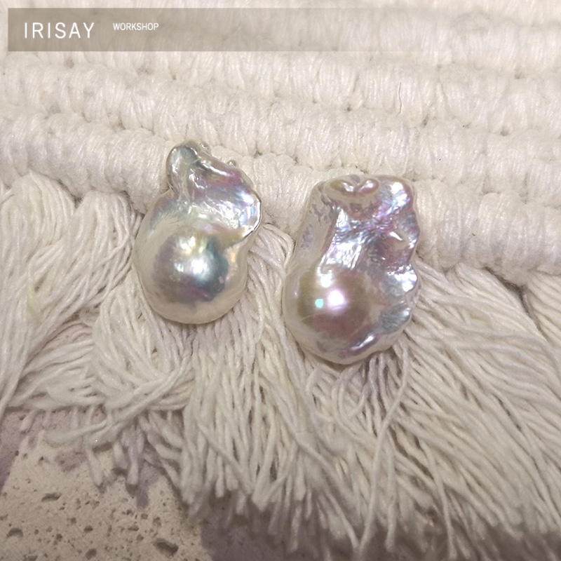 小巴耳钉 炫彩光巴洛克耳饰 天然淡水异形珍珠女士耳坠 一图一物