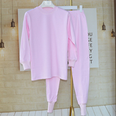 线衣线裤 中老年人秋冬款 女士全棉保暖秋衣秋裤 100%纯棉内衣套装