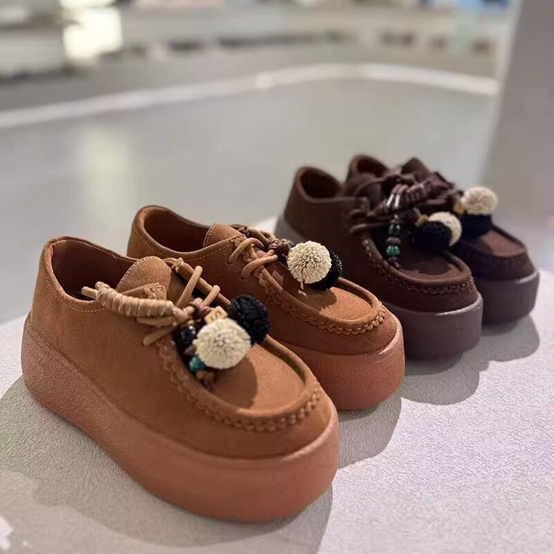 2025秋冬3030真皮牛皮厚底乐福鞋单鞋松糕鞋女鞋鞋子