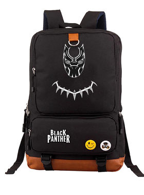 漫威黑豹Black Panther酷全黑学生书包旅行包双肩包露营旅游背包
