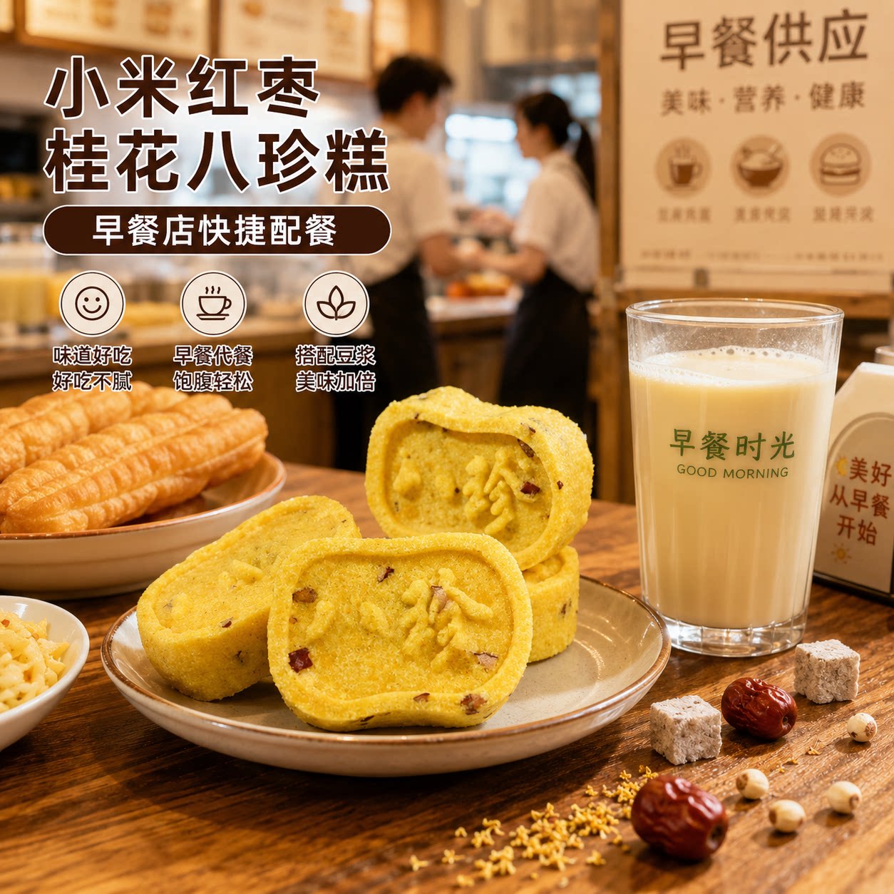 快捷早餐无蔗糖小米红枣桂花八珍糕糕点茯苓芡实糕健康代餐零食品