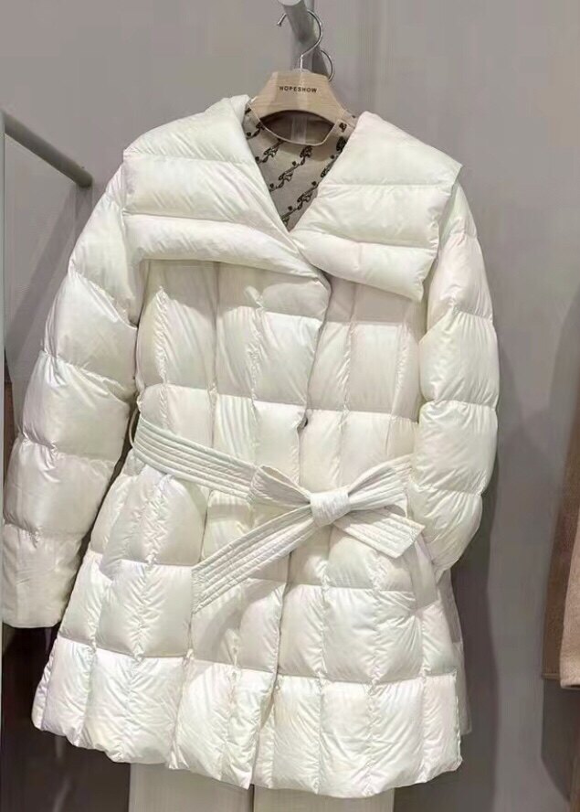 小个子中长款收腰系带翻领羽绒服羽绒服