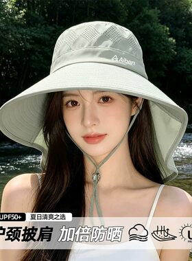 日本进口大帽檐防晒帽女遮脸披肩