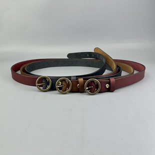D家16年老店 文艺范森女系009 好品质欧美风复古铜扣皮带牛皮腰带