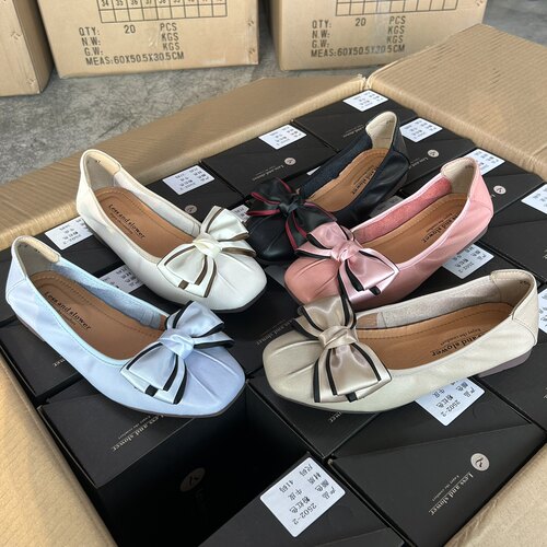蝴蝶结真皮女单鞋开车鞋跳舞鞋