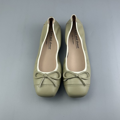 蝴蝶结浅口淑女牛皮女鞋实惠