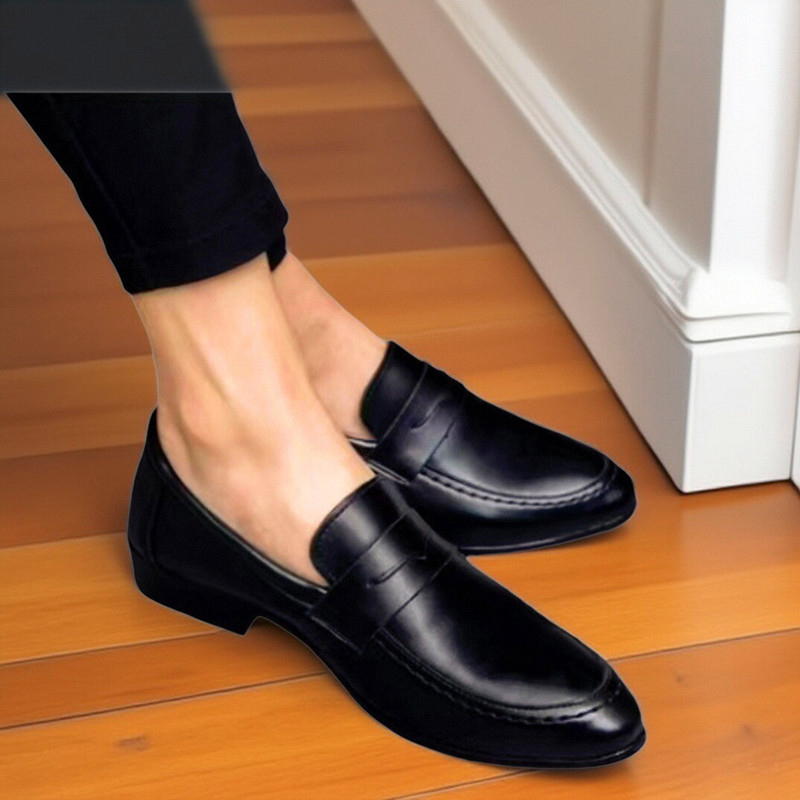 休闲男鞋单鞋尖头乐福鞋内增高