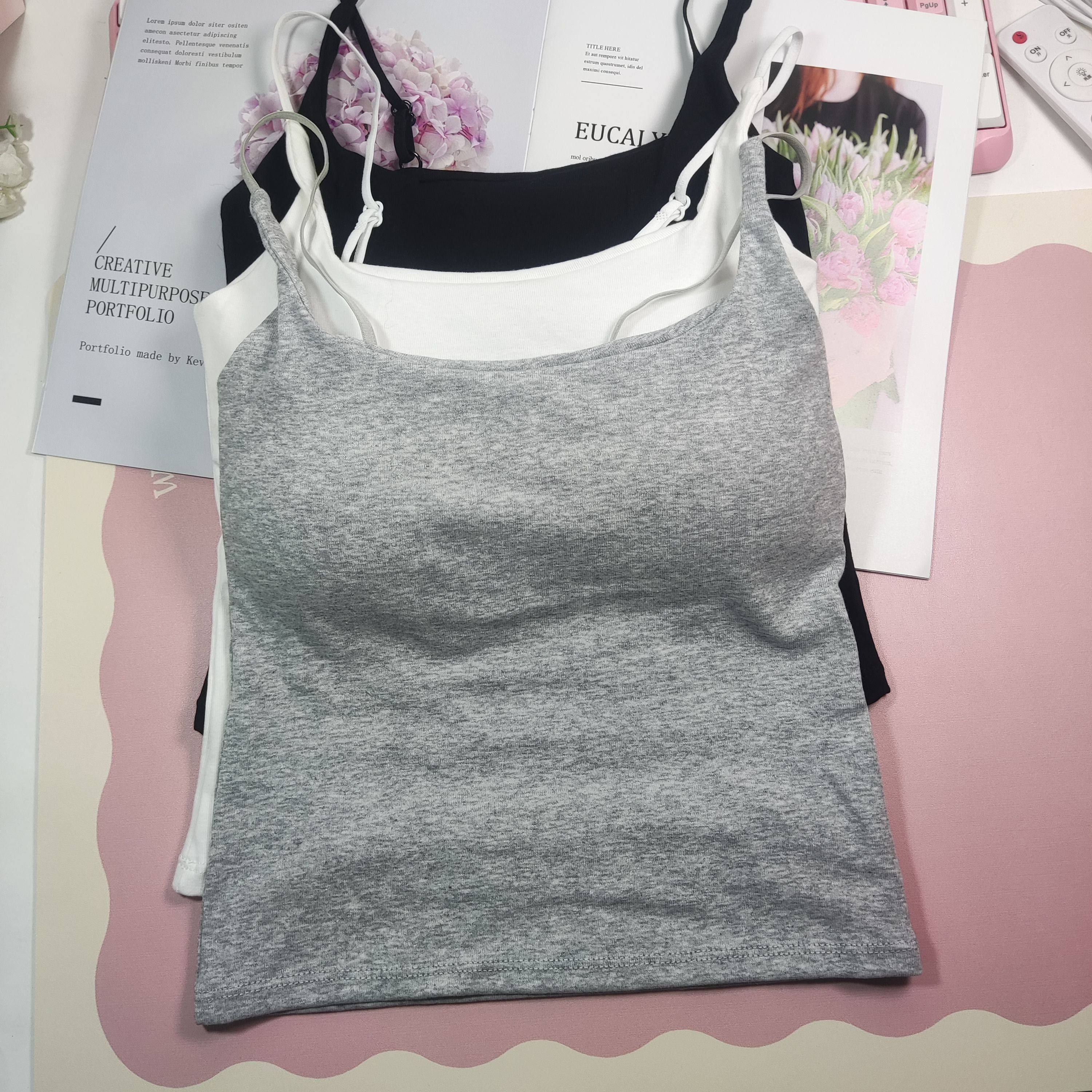 纯棉女生吊带小背心内搭固定胸垫均码纯棉胸垫内衬