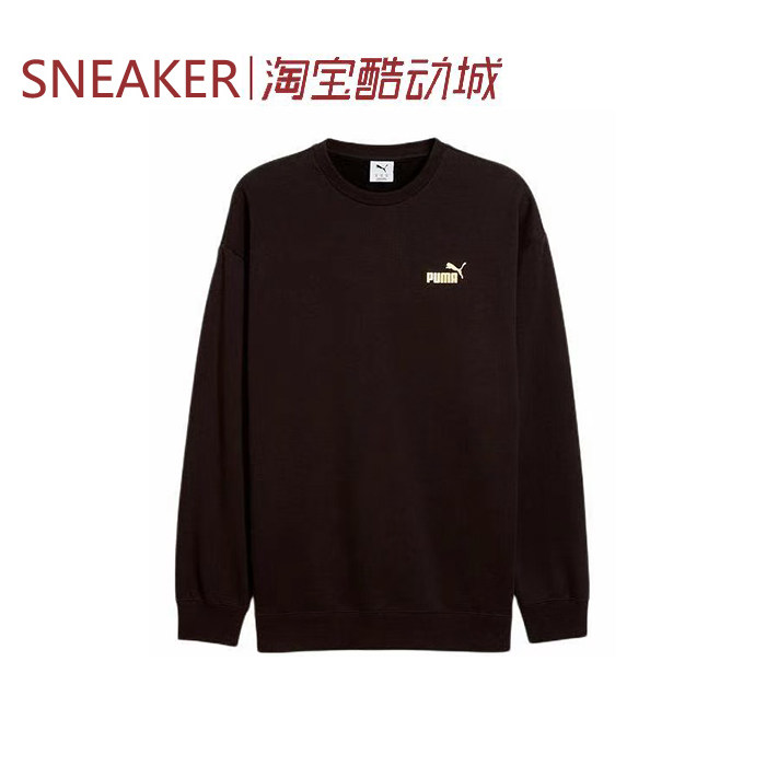 #彪马 PUMA 柔软圆领套头长袖 卫衣 男女同款 黑色 634675-01