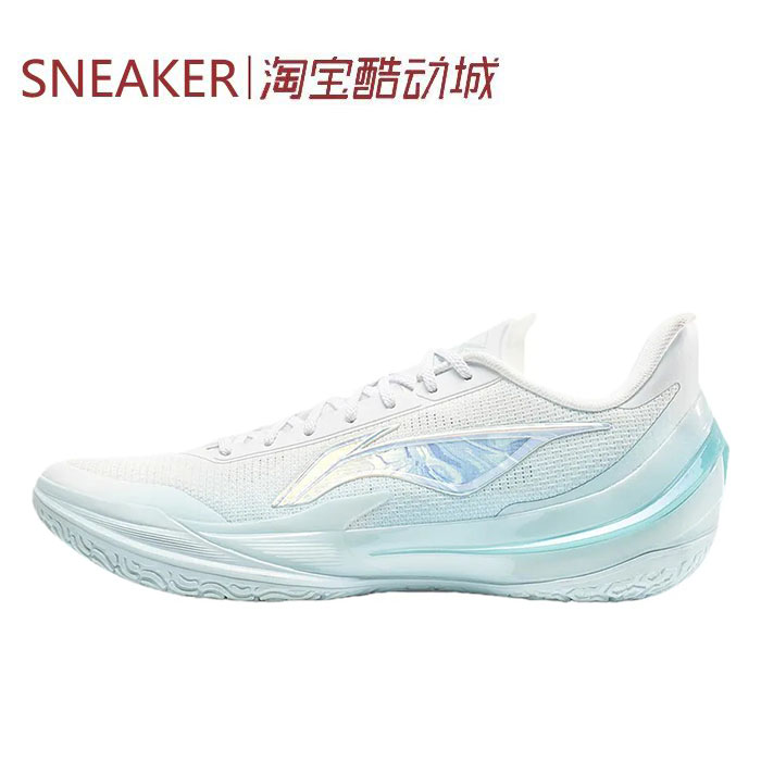 #LiNing 李宁 利刃5V2 波光 篮球鞋 男款 抗扭 白蓝 ABAV059