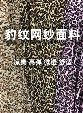 弹力网纱连衣裙舞蹈服豹纹