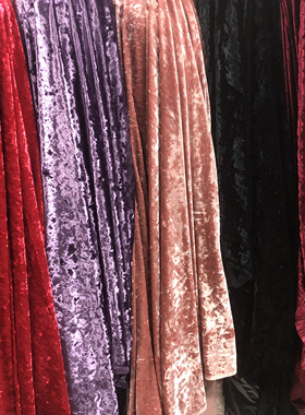高档钻石绒金丝绒弹力面料 闪亮软垂坠阔腿裤旗袍表演服布料