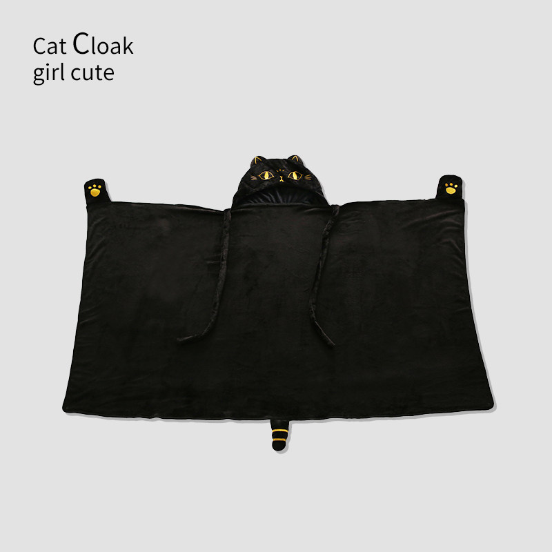 卡通猫披肩手套一体帽子学生披风