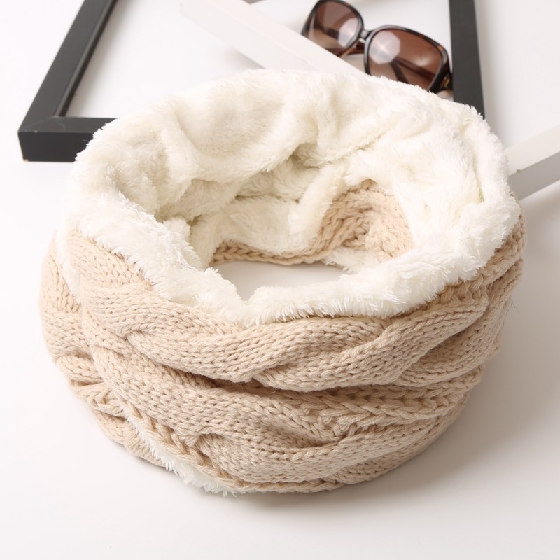 冬天保暖百搭韩版毛毛围巾脖套学生女针织加厚毛绒围脖套头护颈