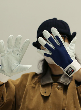 户外作业猪皮防滑耐磨劳保手套秋冬送外卖司机驾驶用防滑开车五指