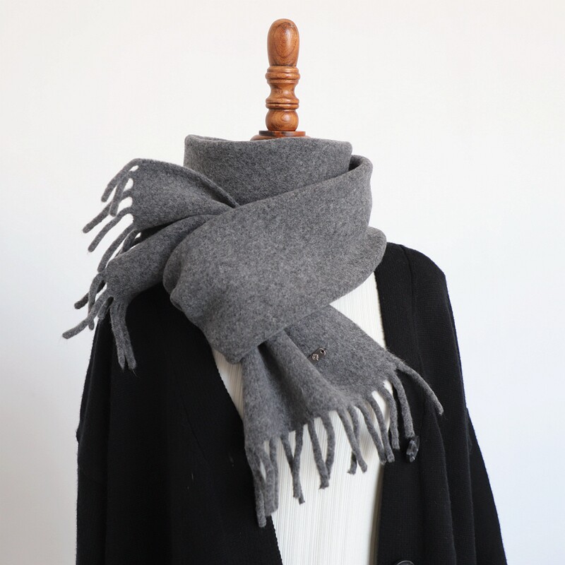 高级毛感亲肤仿羊绒纯色流苏围巾男女秋冬季保暖韩版2024百搭新款