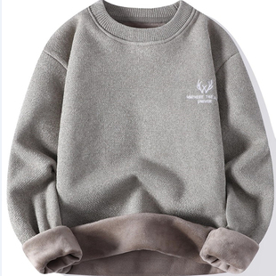 雪尼尔毛衣男新款一体绒打底衫潮流青少年初中学生加绒加厚羊绒衫