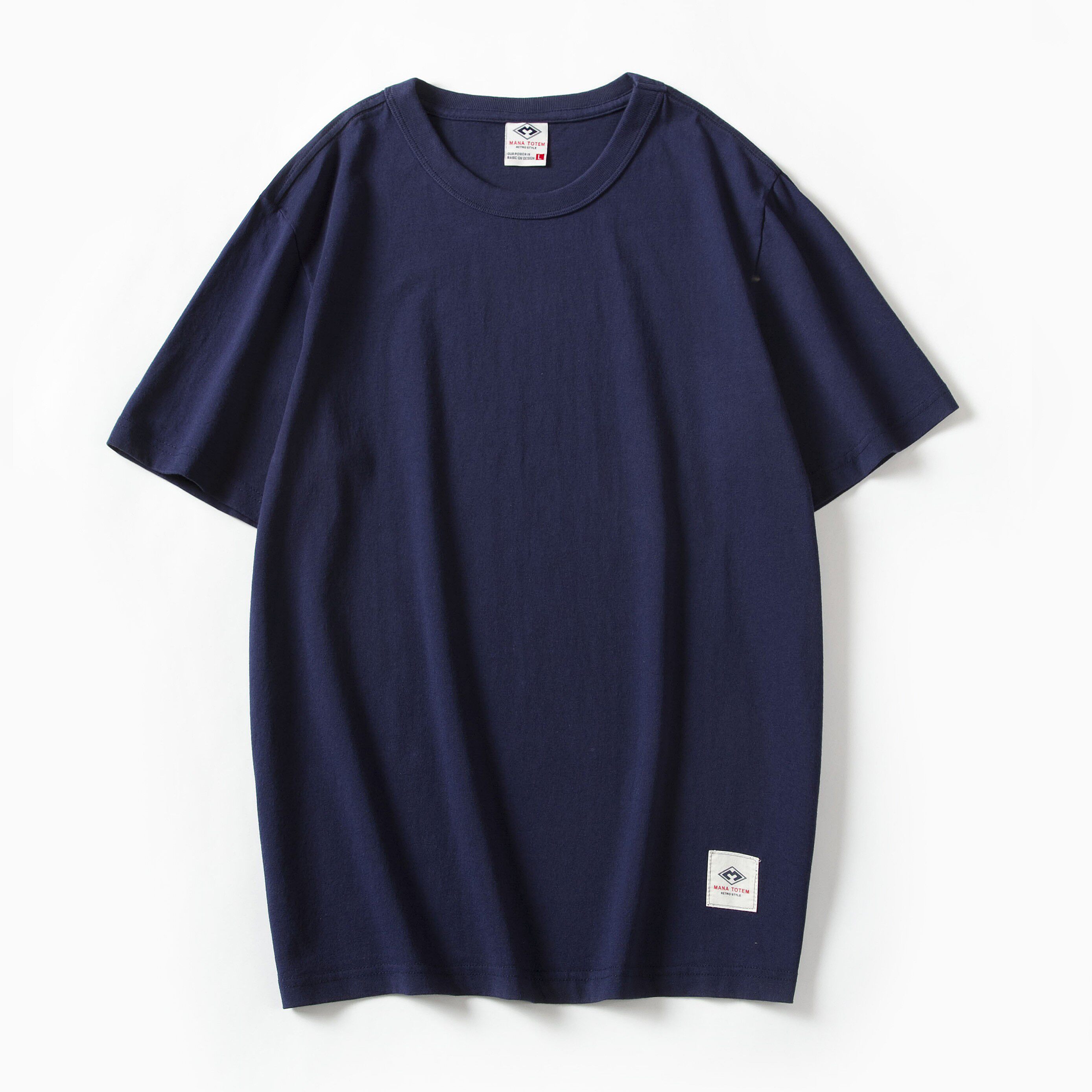 美式复古重磅水洗男士纯色阿美咔叽圆领短袖t恤男半袖体恤打底潮t