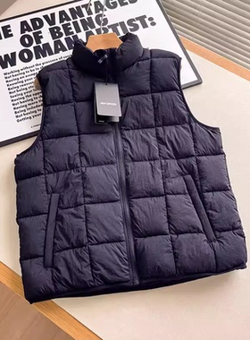 日系男装女装2025冬季空气棉服背心便携式保暖马甲立领外套483632