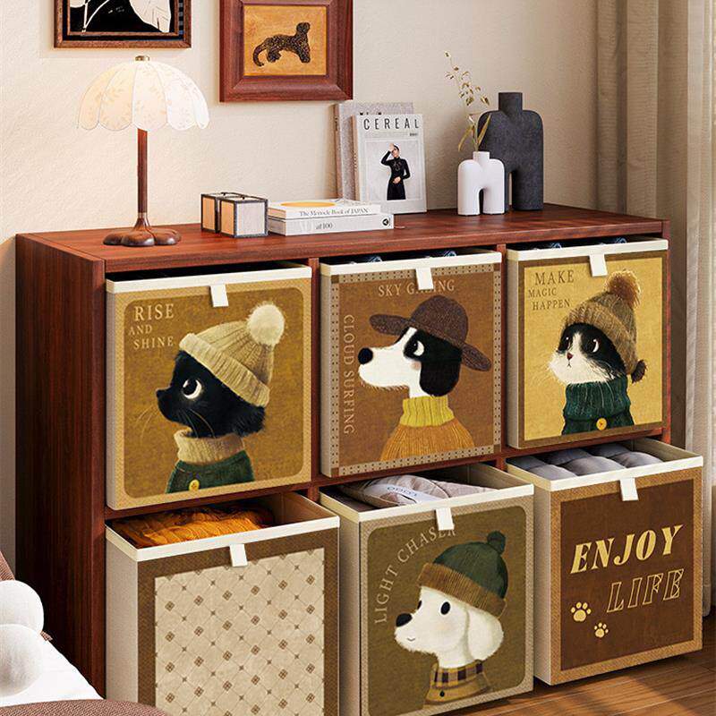 中可爱收纳箱格子柜收纳筐布艺收纳盒盒子可