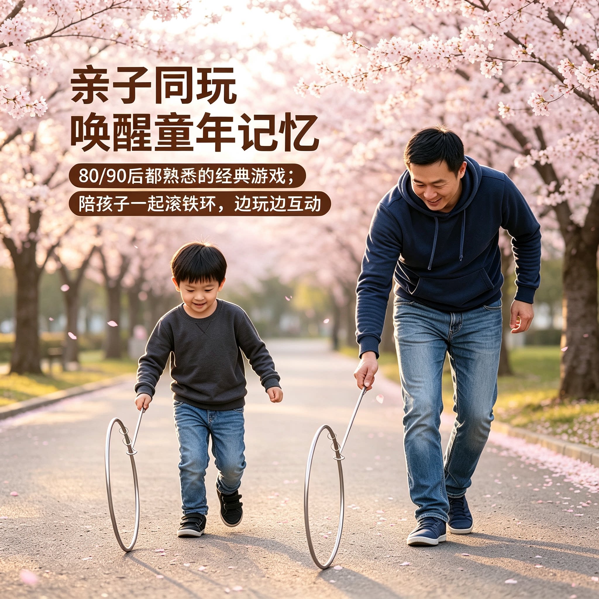 经典怀旧滚铁环80后童年玩具成人小学生扁粗实心推圈健身风火轮