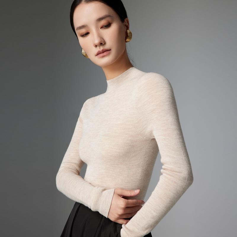 可机洗无缝一体100%纯羊毛打底衫