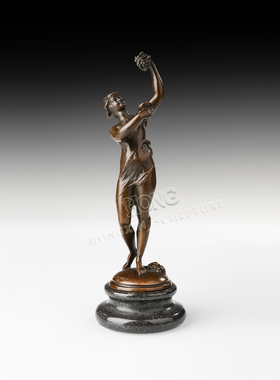 铜雕塑葡萄酿少女EPA563欧式人物工艺品酒店客厅书房家居桌面摆件