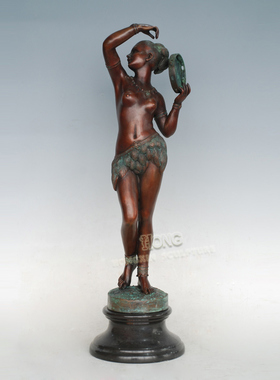 铜雕塑击铃鼓少女EP070070S欧式人物工艺品酒店客厅家居桌面摆件