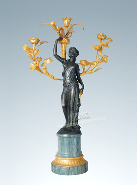 铜雕塑玫瑰人物蜡台CH030031欧式工艺品酒店别墅客厅家居桌面摆件