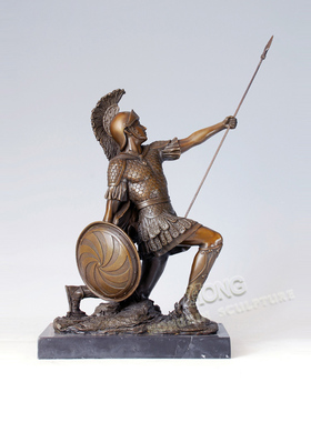 铜雕塑武士EP371欧式人物工艺品酒店电视柜客厅书房家居桌面摆件