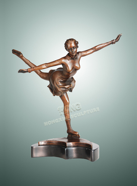 滑冰少女摆件鸿鑫雕塑黄铜欧式风