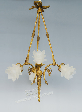 鸿鑫雕塑黄铜欧式客厅工艺灯摆件